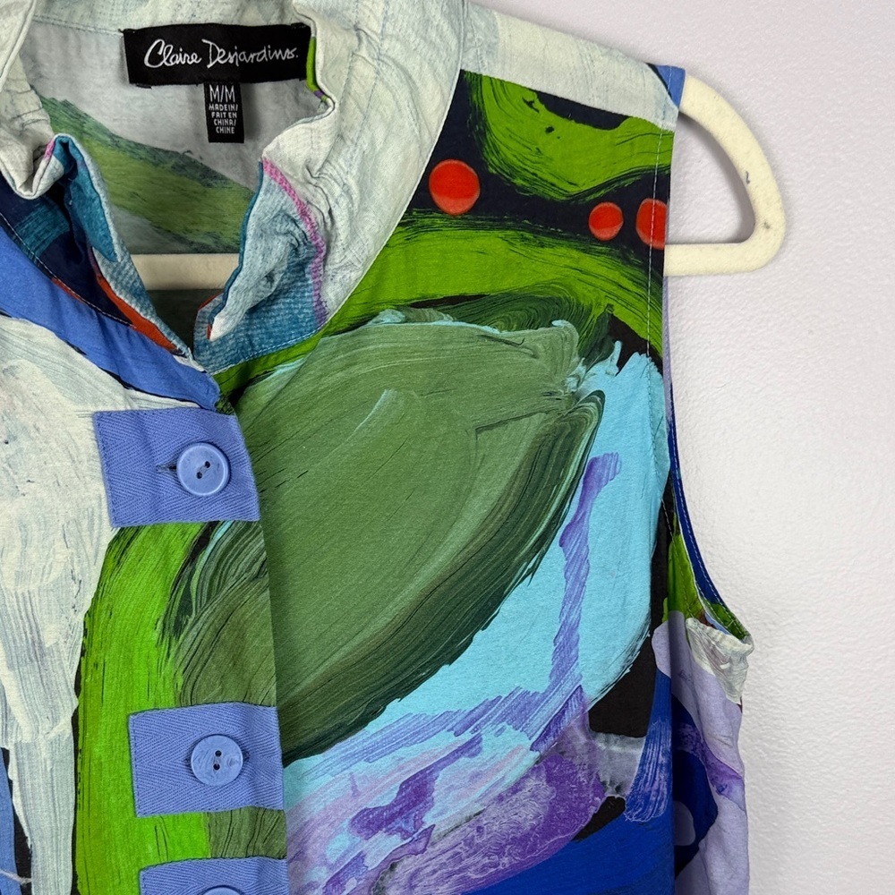 Claire Desjardins Abstract Wearable Art Sleeveless Tunic Top - Size M - Picture 5 of 14